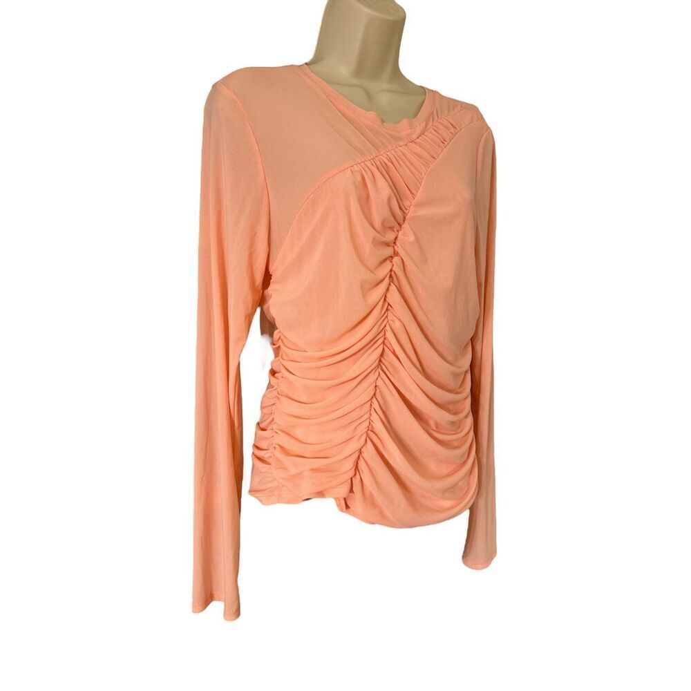 SAM EDELMAN Circus NY Asymmetrical mesh Long Sleeve Peony Top Size XL